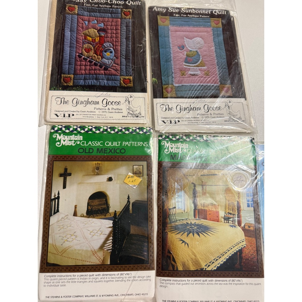 Vintage 1979 Quilt Pattern Lot Mountain Mist Gingham Goose Yours Truly 5pc Set